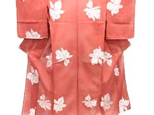 大正ロマン　蘭模様織り出し夏お召着物